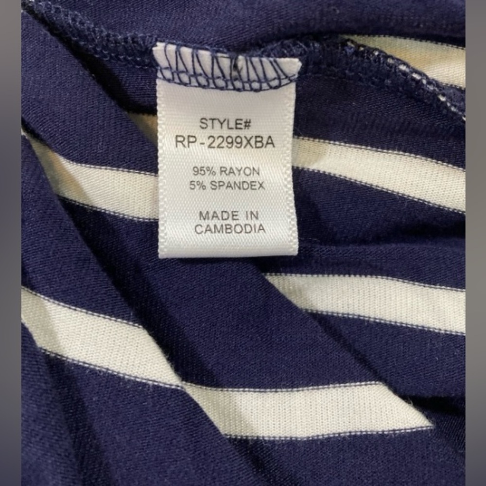 Zenana Wide Leg Jumpsuit Navy & White Stripe Cropped Length Size 3X - Picture 6 of 8